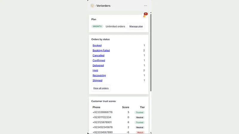 Veriorders