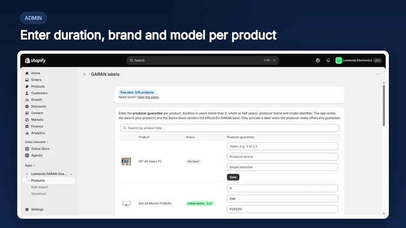 Lowlands GARAN Guarantee Label