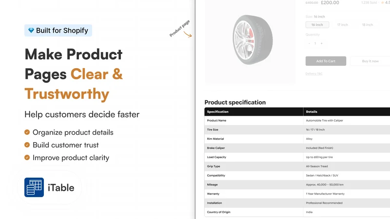 iTable Compare & Pricing Table