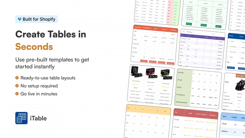 iTable Compare & Pricing Table
