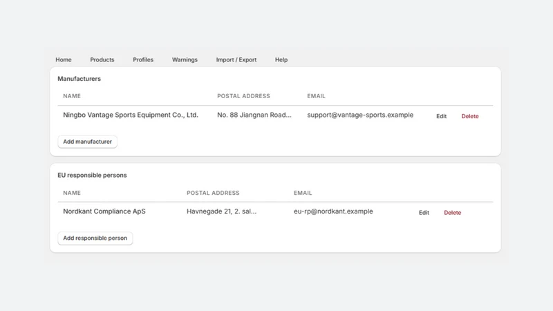 GPSR Suite: EU Safety Info