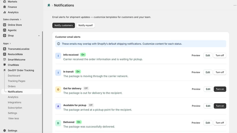 DEVDIY Order Tracking