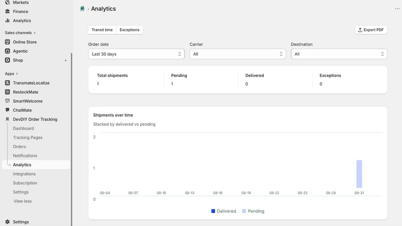 DEVDIY Order Tracking
