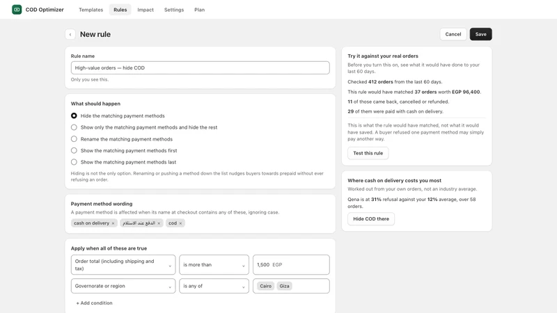 COD Optimizer