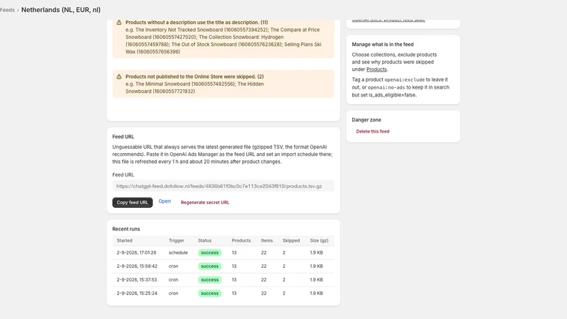 ChatGPT Ads Feed Sync