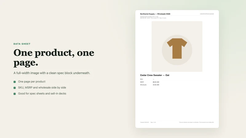 Sheetwright ‑ B2B Line Sheets