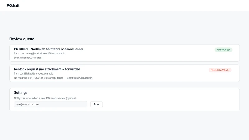POdraft: PO to Draft Order