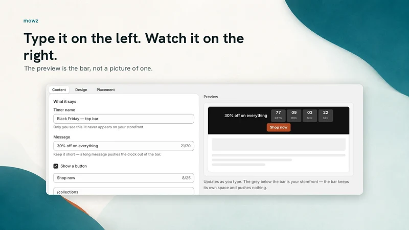 Mowz Countdown Timer Bar