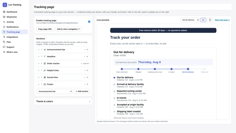 Luv Shipment Tracking & Status
