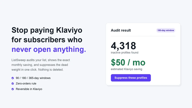 ListSweep: Klaviyo Cleaner