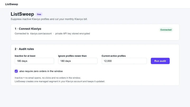 ListSweep: Klaviyo Cleaner