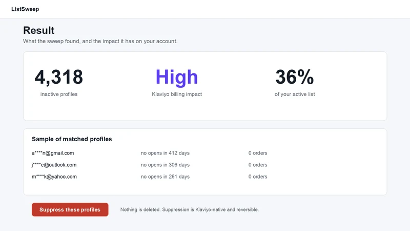 ListSweep: Klaviyo Cleaner