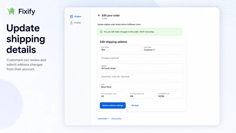 Fixify: Order Editing