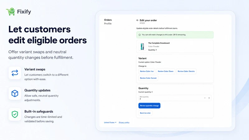 Fixify: Order Editing