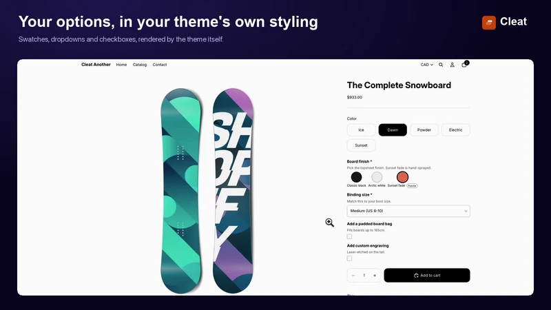 Cleat ‑ Product Options