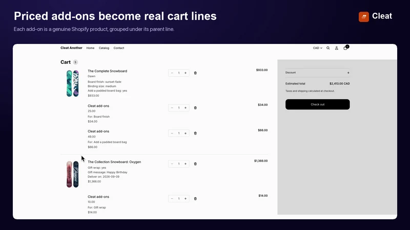 Cleat ‑ Product Options
