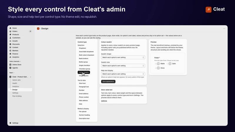 Cleat ‑ Product Options