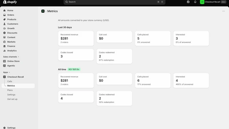 Arquen Checkout Recall