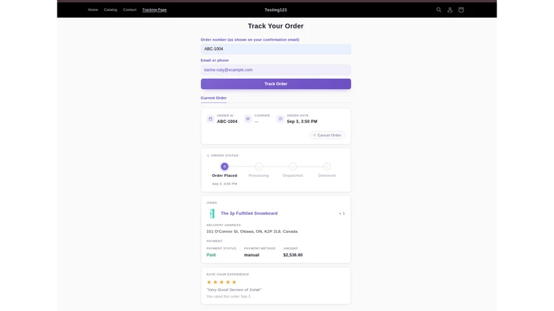 XStak : Order Tracking