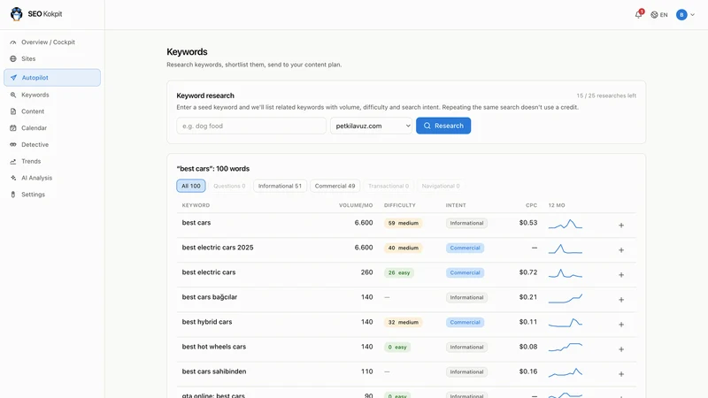 SEO Kokpit: AI SEO Autopilot