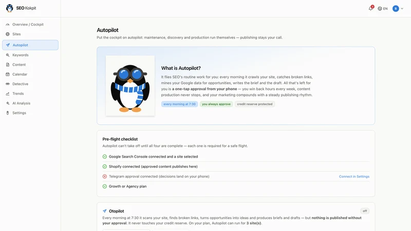 SEO Kokpit: AI SEO Autopilot