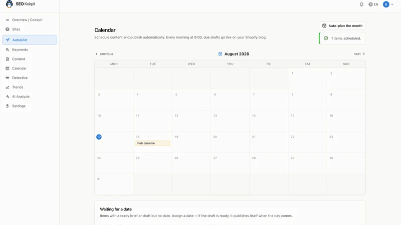 SEO Kokpit: AI SEO Autopilot