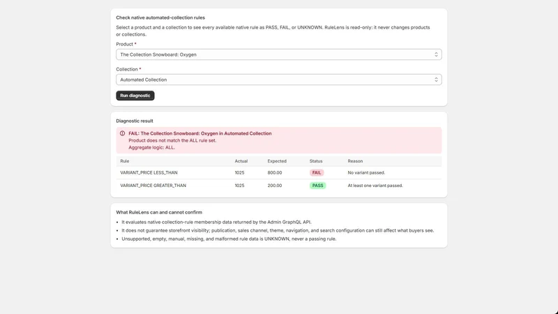 RuleLens Collection Debugger