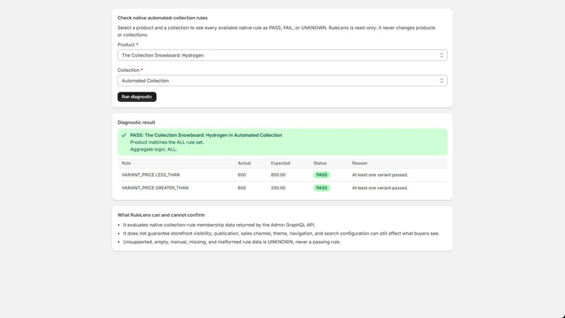 RuleLens Collection Debugger