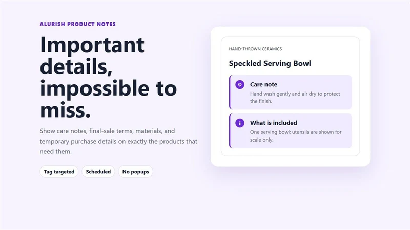 Alurish Product Notes