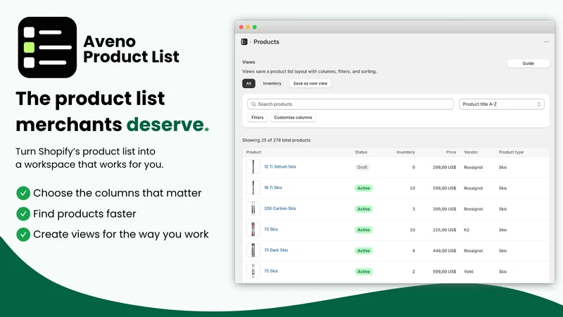 Aveno Product List