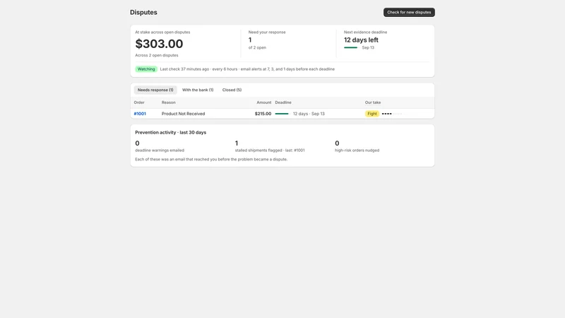 Backstop: Chargeback Watch