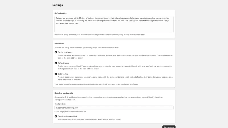Backstop: Chargeback Watch