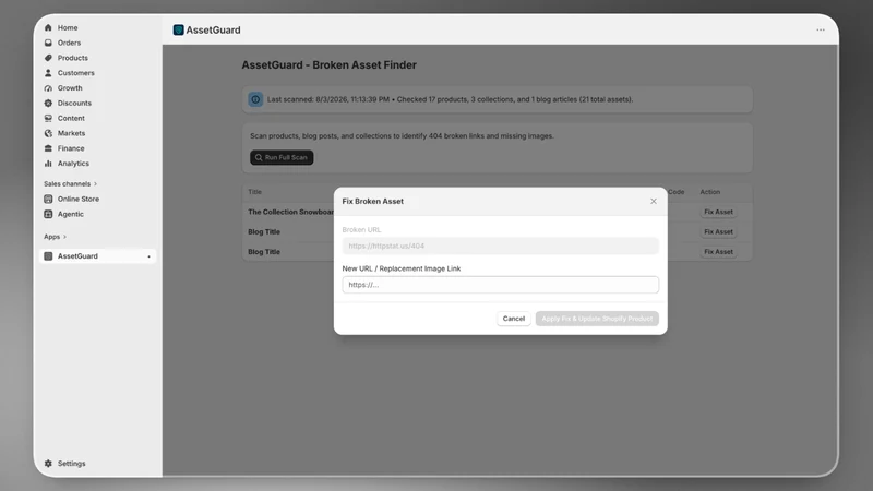 AssetGuard: Fix Broken Links