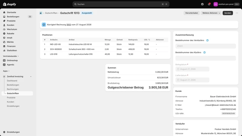 Zenthal Invoicing