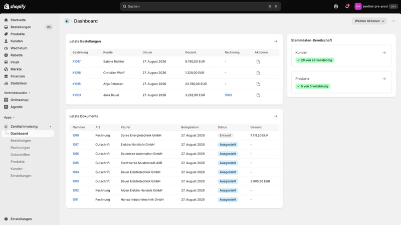Zenthal Invoicing