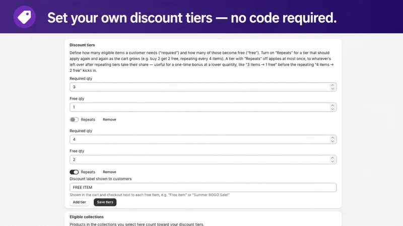 Tierly: Buy X Get Y Free