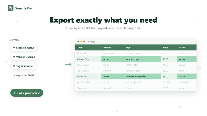 SyncifyPro: Export & Import