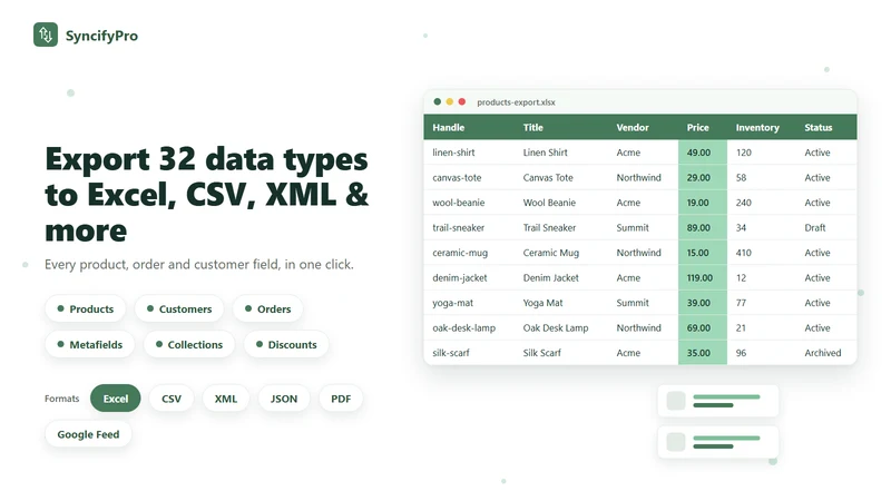SyncifyPro: Export & Import