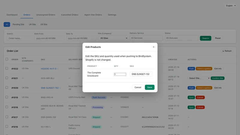 BirdSystem Fulfillment