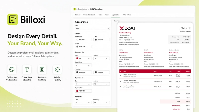 Billoxi: Smart Invoice PDF