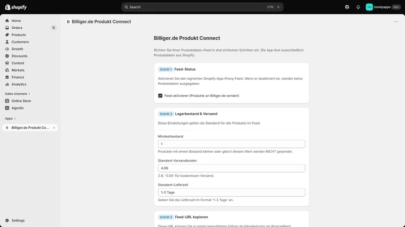 Webtorn: billiger.de Connect