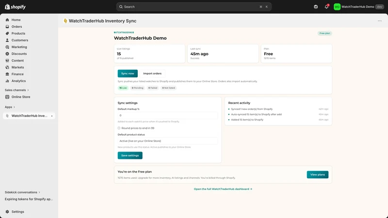 WatchTraderHub Inventory Sync