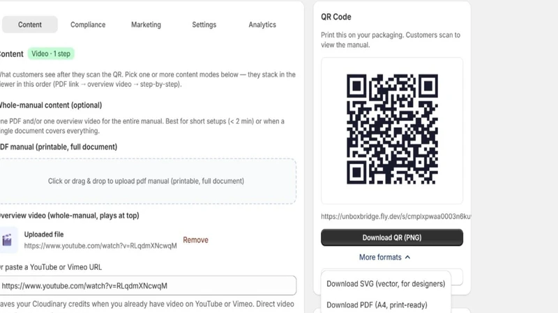 UnboxBridge — QR Manuals