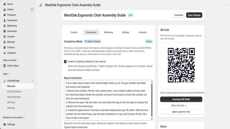 UnboxBridge — QR Manuals