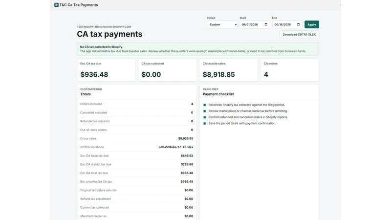 T&C Ca tax payments