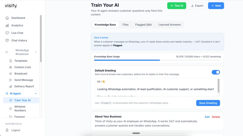 Visity ‑ WhatsApp AI Assistant