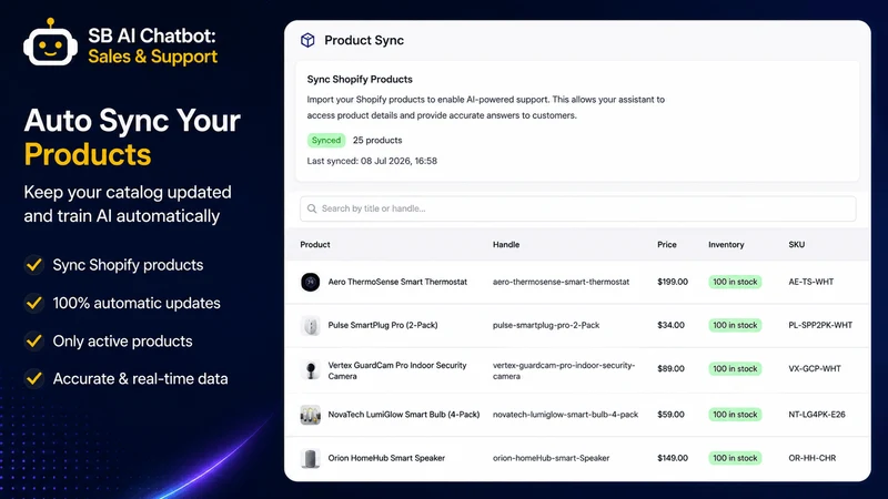 SB AI Chatbot: Sales & Support