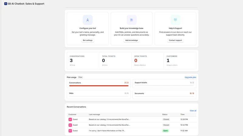 SB AI Chatbot: Sales & Support