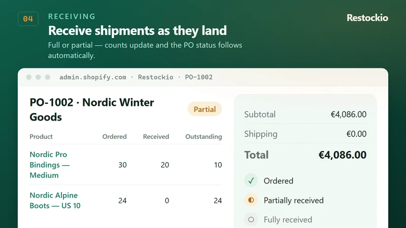 Restockio: Purchase Orders