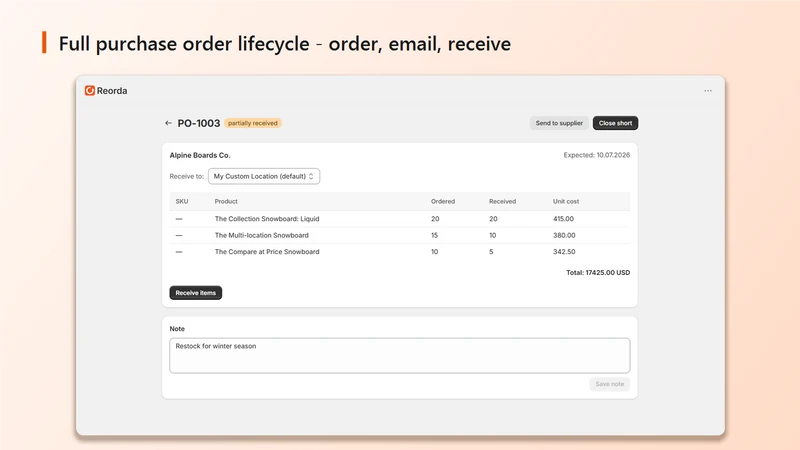 Reorda: Auto Purchase Orders